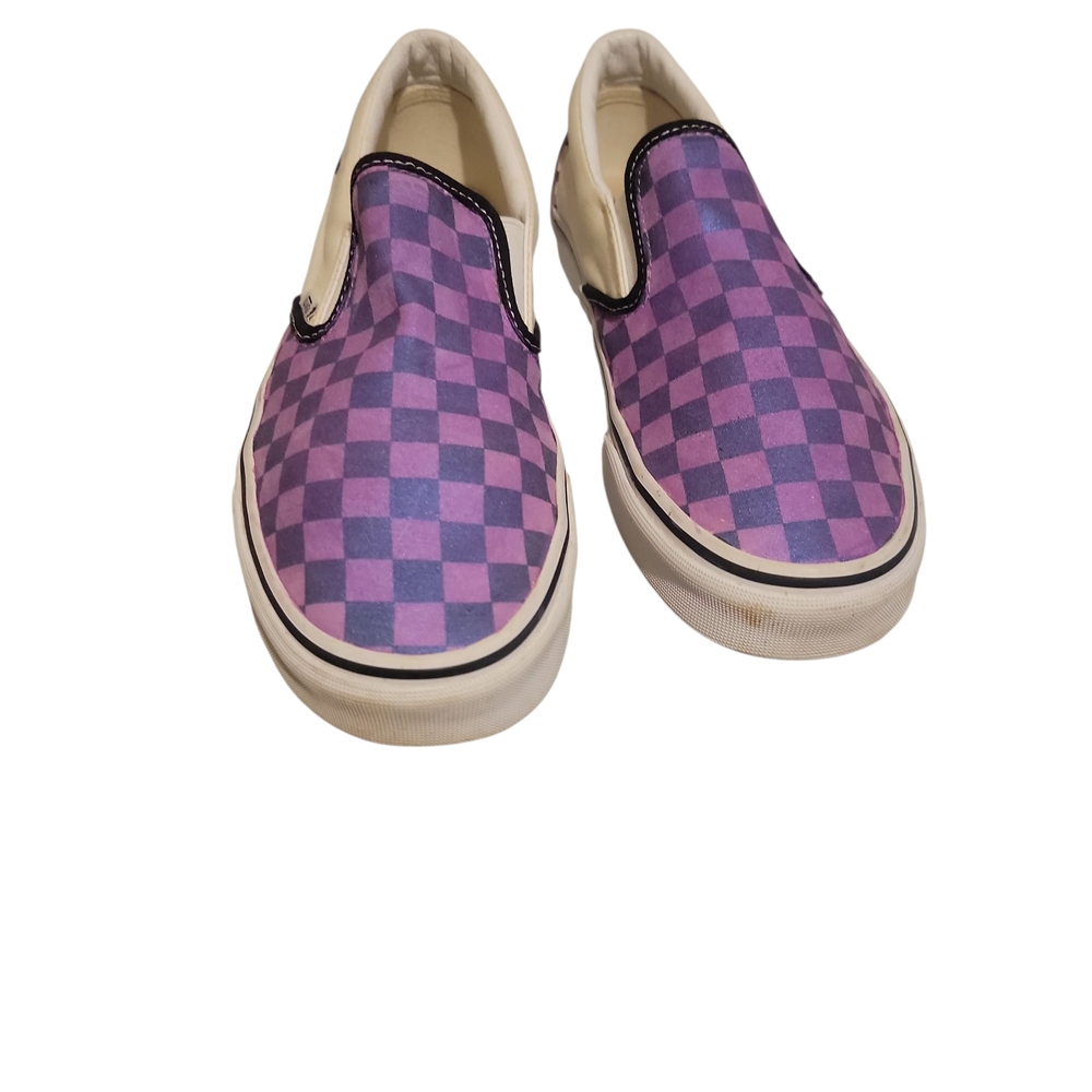 Vans Slip-On Checkerboard Sneakers in Purple and Navy